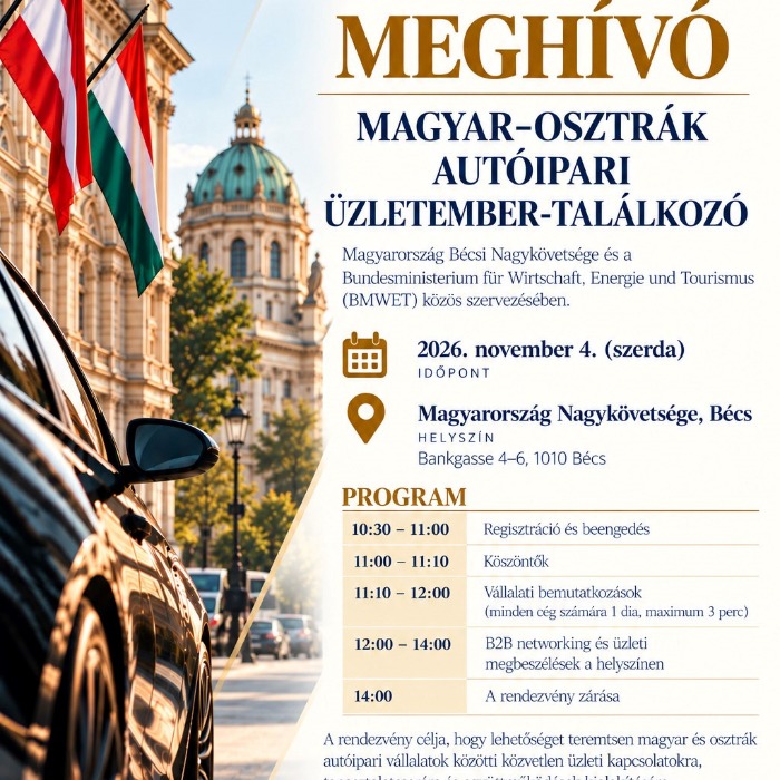 Magyar-osztrák autóipari üzletember találkozó - Bécs 2026. november 4.