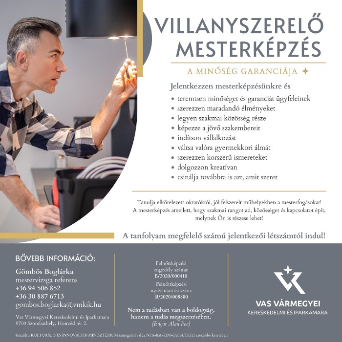 Villanyszerelő mesterképzés